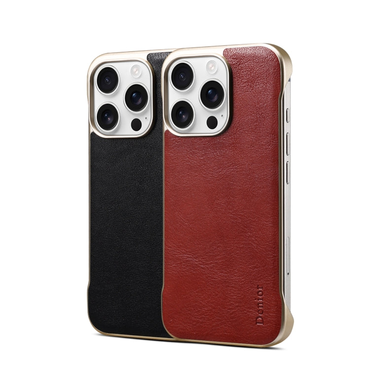 Funda para iPhone 16 Pro Denior Magsafe Piel Auténtica Textura de Becerro (Roja)
