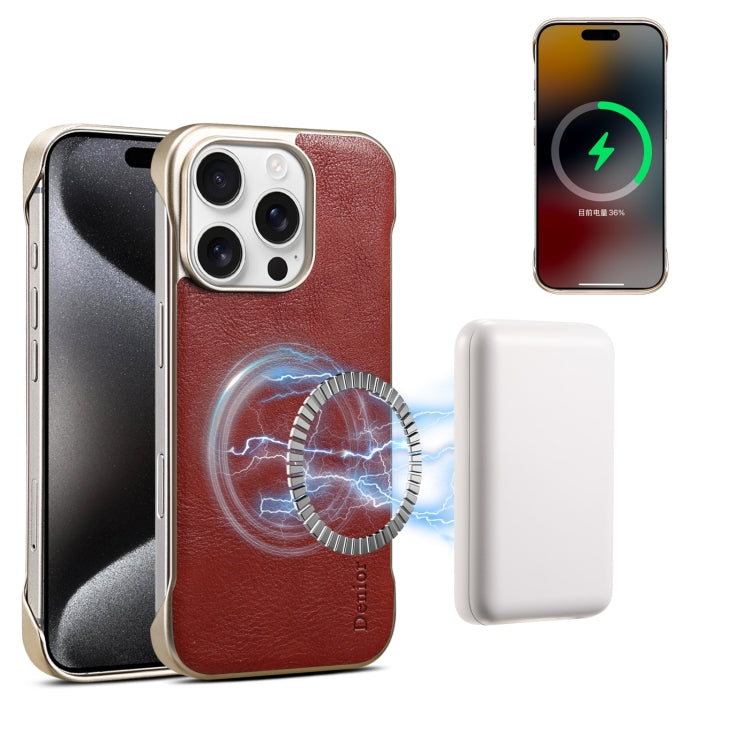 Funda para Teléfono Denior Magsafe Textura Piel Becerro Genuina para iPhone 15 Plus (Negra)