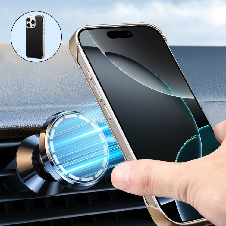 Funda para Teléfono Denior Magsafe Textura Piel Becerro Genuina para iPhone 15 Plus (Negra)