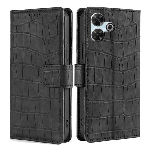 Funda de Piel con Cierre Magnético y Tacto de Cocodrilo para Redmi 13 4G (Negra)