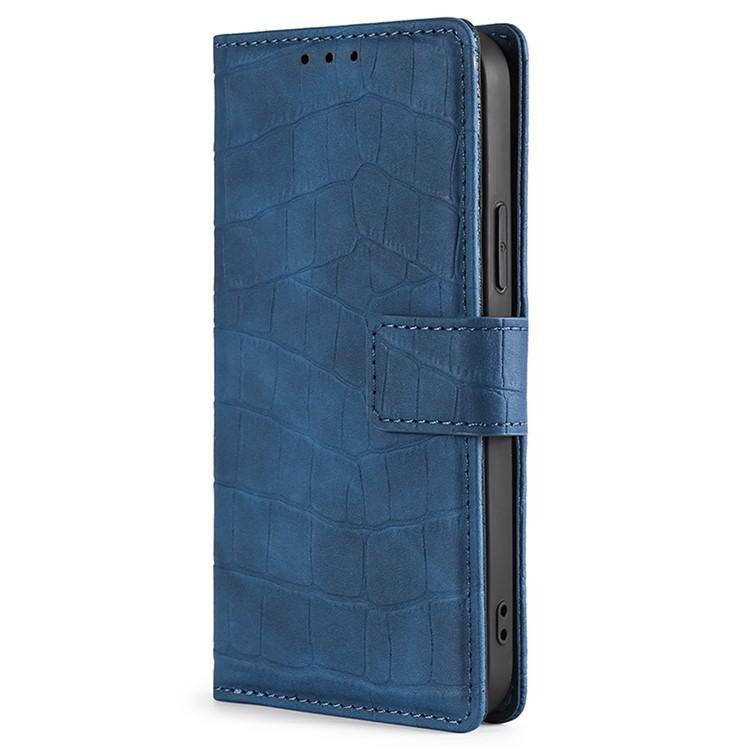Funda de piel con cierre magnético y diseño de cocodrilo para Redmi Note 14S 4G (azul)