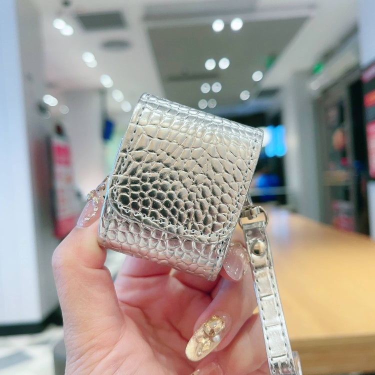 Funda Protectora Para Auriculares Airpods 1/2 Textura Cocodrilo (Plateada)