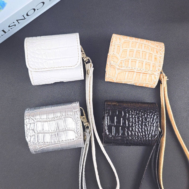 Funda Protectora Para Auriculares Airpods 1/2 Textura Cocodrilo (Plateada)