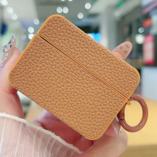Funda Protectora Auriculares AirPods Pro Textura Cuero Adhesivo (Marrón)