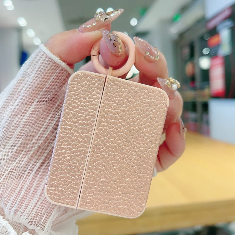 Funda Protectora Auriculares Airpods 1/2 Textura Lichi Adhesivo Cuero (Oro Rosa)