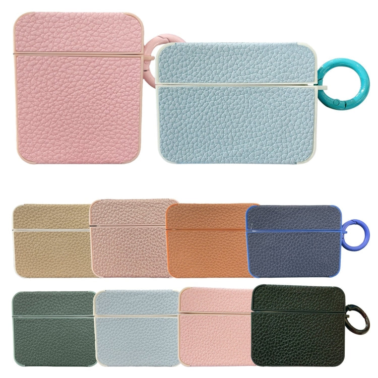 Funda Protectora Auriculares Airpods 1/2 Textura Lichi Adhesivo Cuero (Oro Rosa)