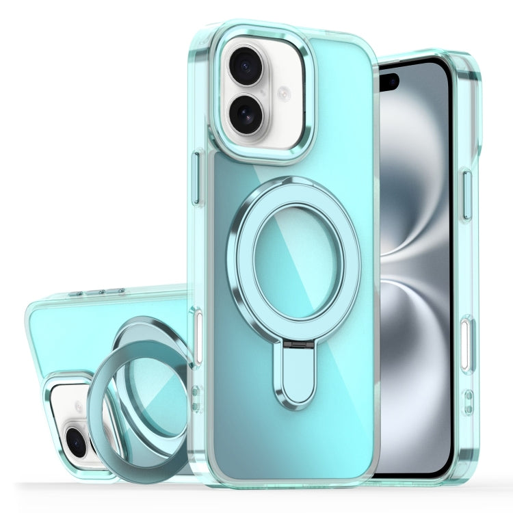 Estuche para Teléfono con Soporte Magsafe iPhone 16 Plus Revestimiento Degradado Decoloración (Azul Transparente)