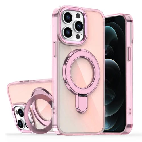 Estuche para Teléfono con Soporte Magsafe iPhone 12 Pro Max Revestimiento Degradado (Rosa Transparente)