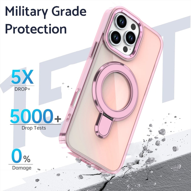 Estuche para Teléfono con Soporte Magsafe para iPhone 16 Plus con Revestimiento Degradado y Decoloración (Transparente)