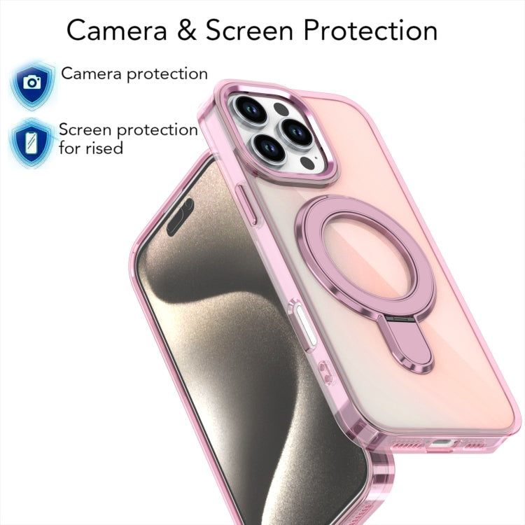 Estuche para Teléfono con Soporte Magsafe iPhone 16 Plus Revestimiento Degradado Decoloración (Azul Transparente)