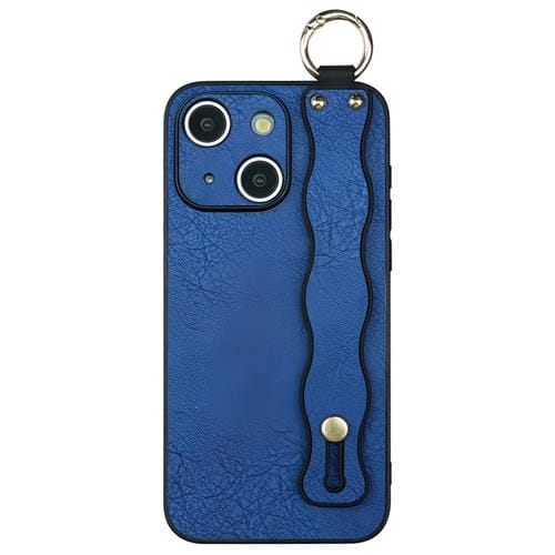 Funda de Teléfono TPU con Soporte de Pulsera Ondulado para iPhone 14 Plus (Azul)