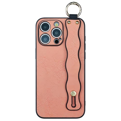 Funda para Teléfono TPU con Soporte de Pulsera Ondulado iPhone 13 Pro (Rosa)