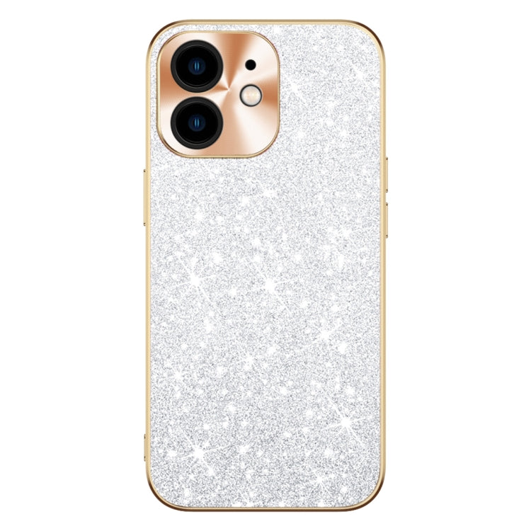 Estuche para Teléfono iPhone 12 Anillo de Lente Textura Diamante Estrellado Galvanizado (Plata)