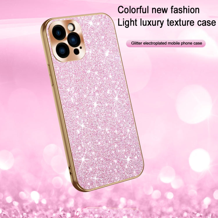 Estuche para Teléfono iPhone 12 Anillo de Lente Textura Diamante Estrellado Galvanizado (Plata)