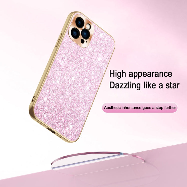 Estuche para Teléfono iPhone 12 Anillo de Lente Textura Diamante Estrellado Galvanizado (Plata)