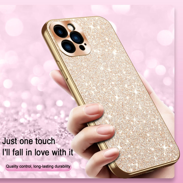 Estuche para Teléfono iPhone 12 Anillo de Lente Textura Diamante Estrellado Galvanizado (Plata)