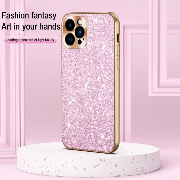 Estuche para Teléfono iPhone 12 Anillo de Lente Textura Diamante Estrellado Galvanizado (Plata)