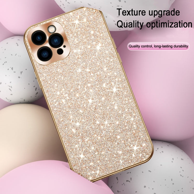 Estuche para Teléfono iPhone 12 Anillo de Lente Textura Diamante Estrellado Galvanizado (Plata)