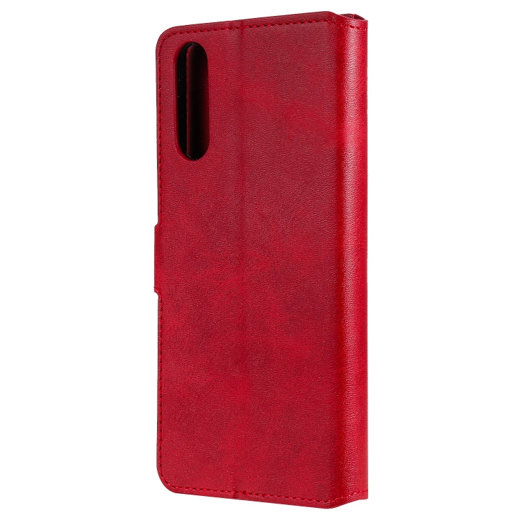 Para Sony Xperia 10 II Classic Calf Texture PU + TPU Funda de cuero con tapa horizontal, con soporte, ranuras para tarjetas y billetera (rojo)