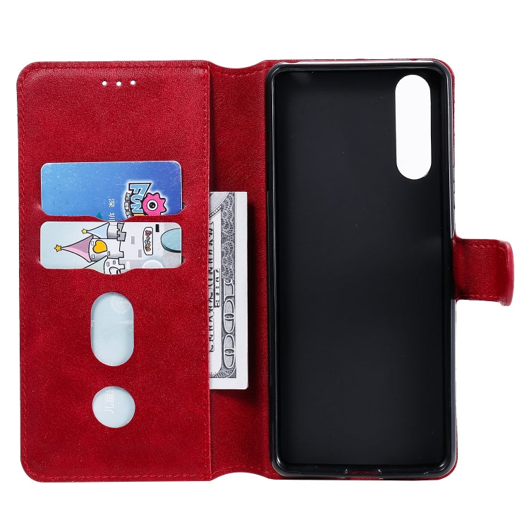 Para Sony Xperia 10 II Classic Calf Texture PU + TPU Funda de cuero con tapa horizontal, con soporte, ranuras para tarjetas y billetera (rojo)