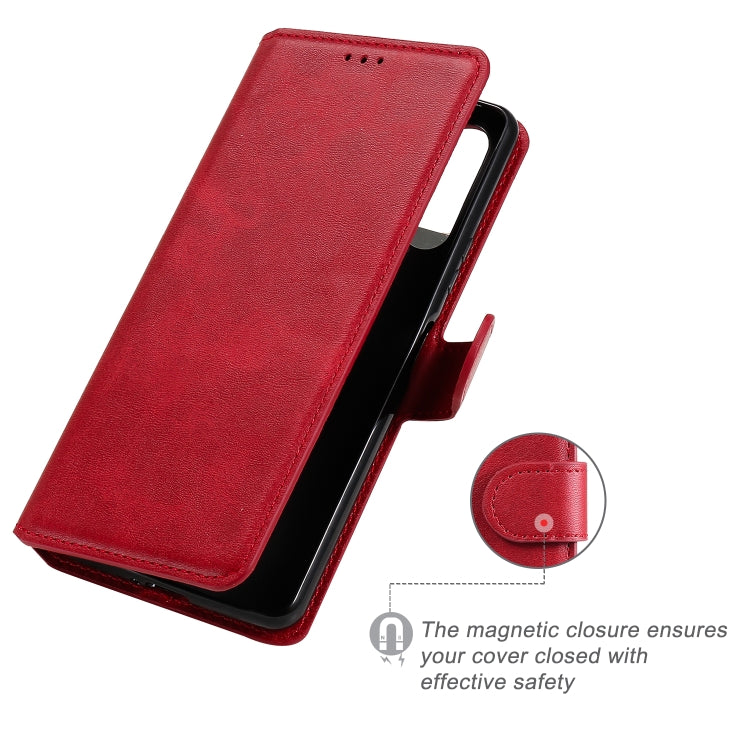 Para Sony Xperia 10 II Classic Calf Texture PU + TPU Funda de cuero con tapa horizontal, con soporte, ranuras para tarjetas y billetera (rojo)