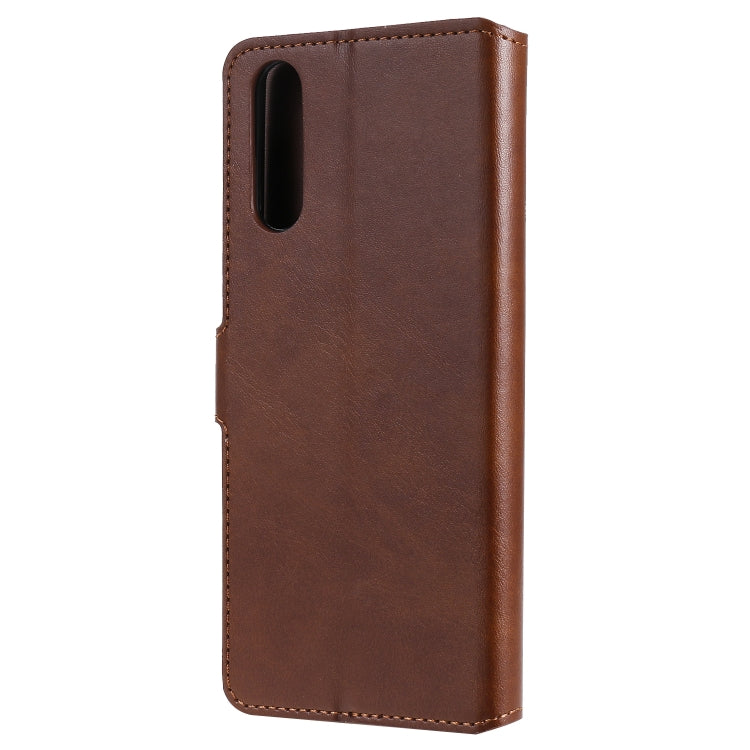 Para Sony Xperia 10 II Classic Calf Texture PU + TPU Funda de cuero con tapa horizontal, con soporte, ranuras para tarjetas y billetera (marrón)