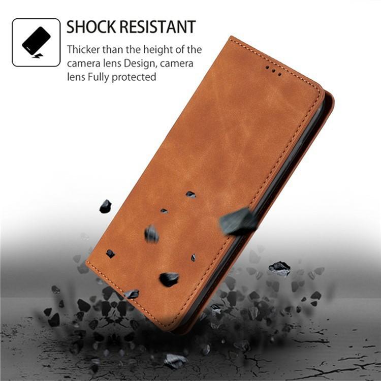 Funda de cuero magnética con textura de piel para Redmi A5 4G (171,7 mm) (marrón claro)