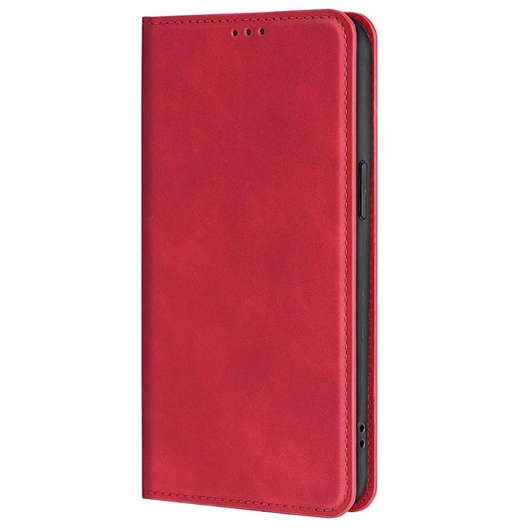 Funda de cuero magnética con textura de piel para Redmi A5 4G (171,7 mm) (Rojo)