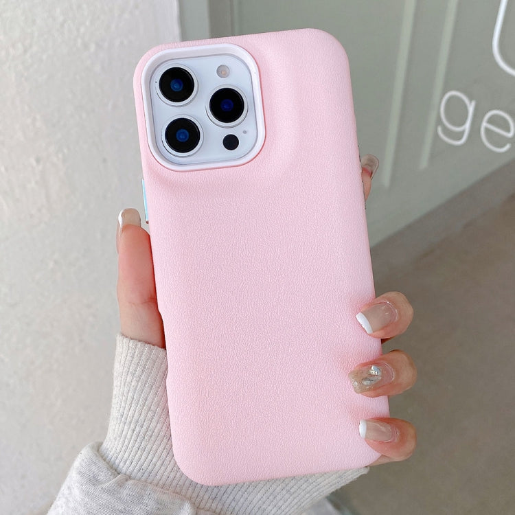 Funda de Cuero para iPhone 14 Pro Max Protección Textura (Rosa)