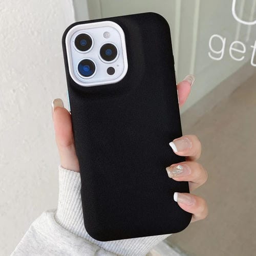 Funda de Cuero con Textura para iPhone 14 Pro Max (Negra)