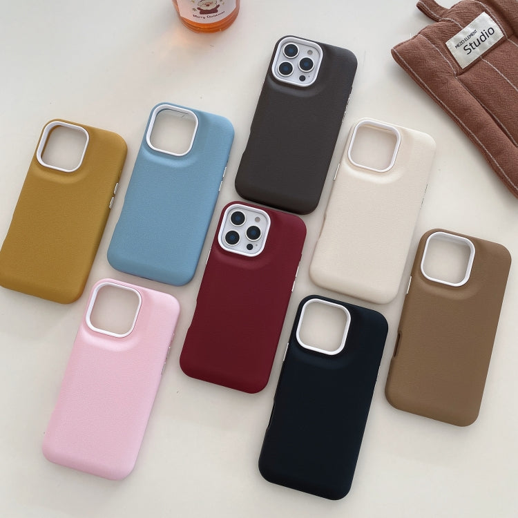 Funda de Cuero para iPhone 12 Textura (Rojo Vino)