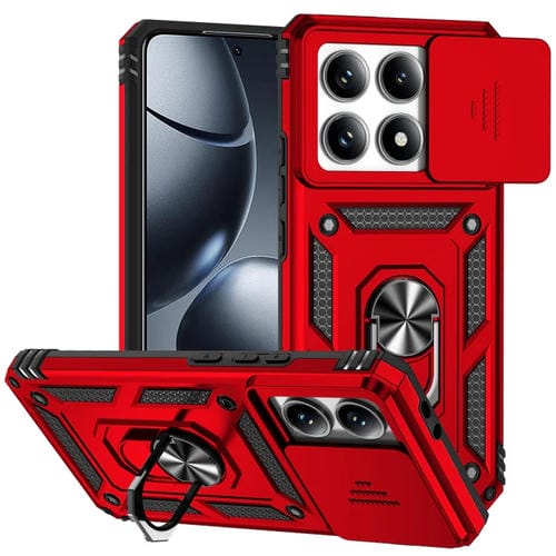 Funda para Teléfono con Soporte Deslizante Camshield para Xiaomi 14T Pro (Roja)