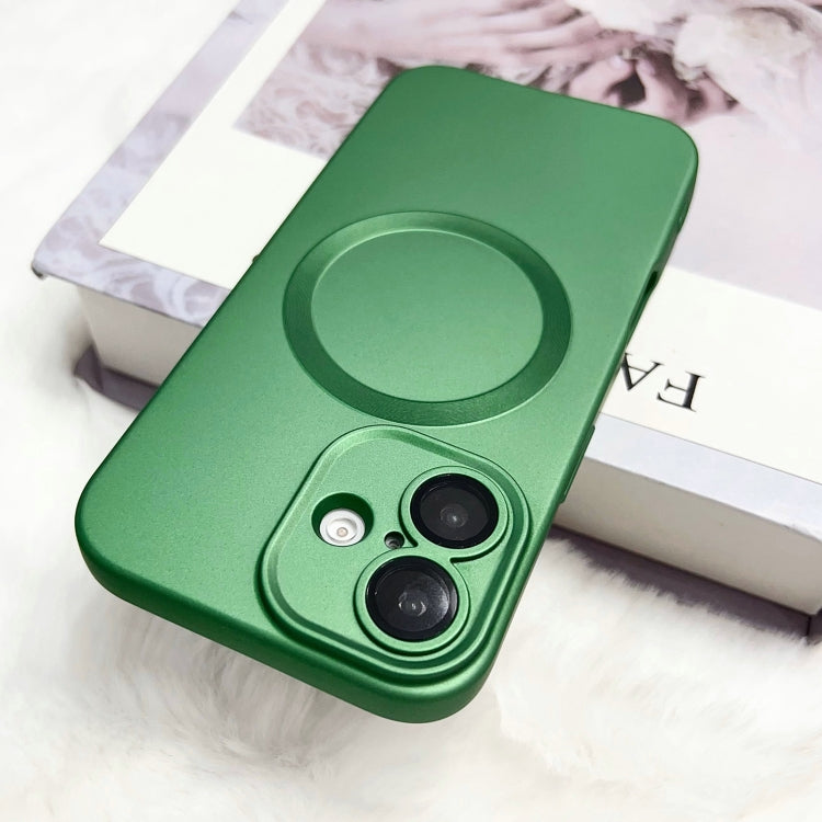 Funda para Teléfono TPU Magsafe iPhone 16 Plus Textura Cd Pintura Metalizada (Verde)