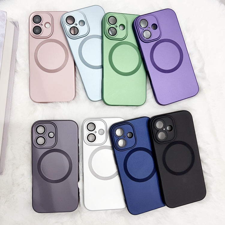 Funda para Teléfono TPU Magsafe iPhone 16 Plus Textura Cd Pintura Metalizada (Plateada)