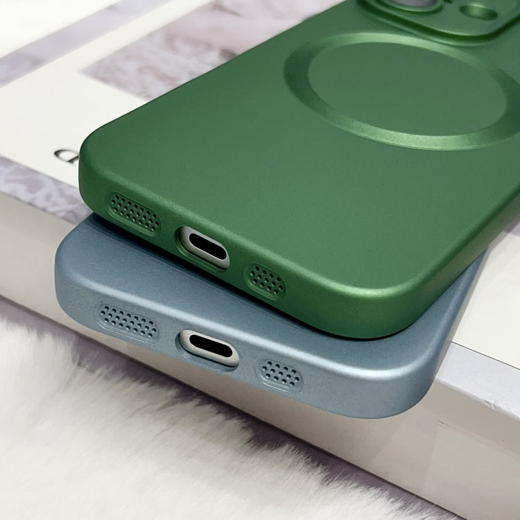 Funda para Teléfono TPU Magsafe iPhone 16 Plus Textura Cd Pintura Metalizada (Verde)