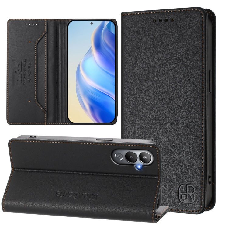Funda Cuero Rfid Tecno Pova 4 Rc01 Doble Pliegue Succión Magnética (Negra)