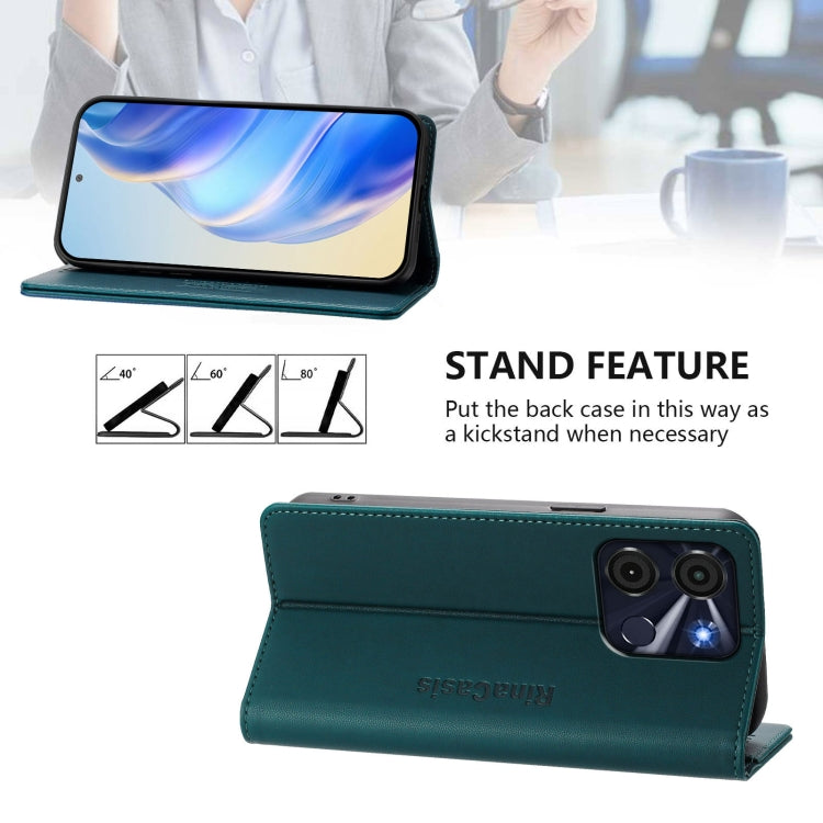 Funda de Cuero Itel A60/60S Rc01 con Doble Pliegue y Succión Magnética (Verde Oscuro)