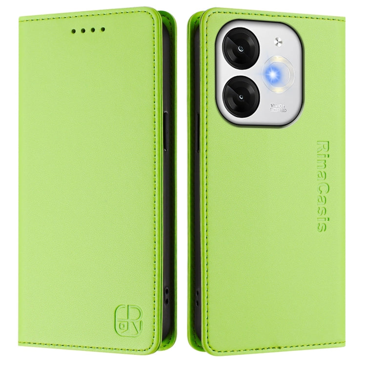 Funda de Cuero Itel A80 4G Rc01 con Doble Pliegue y Succión Magnética Rfid (Verde)