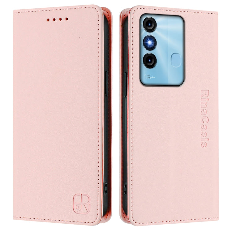 Funda de Cuero con Doble Pliegue y Succión Magnética Rfid para Itel P38/S17/Vision 3 Rc01 (Rosa)