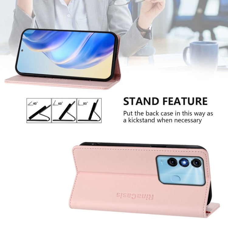 Funda de Cuero con Doble Pliegue y Succión Magnética Rfid para Itel P38/S17/Vision 3 Rc01 (Rosa)