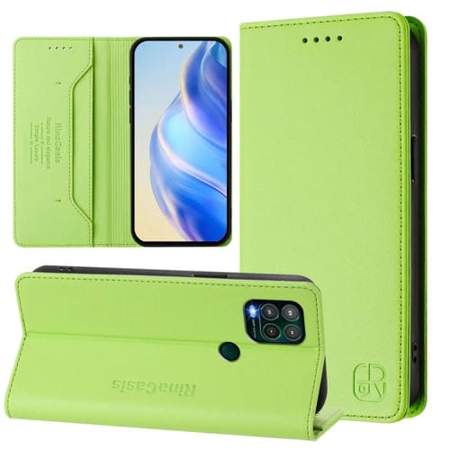 Funda de Cuero Motorola Moto G Stylus 5G 2021 Rc01 con Doble Pliegue y Succión Magnética (Verde Hierba)