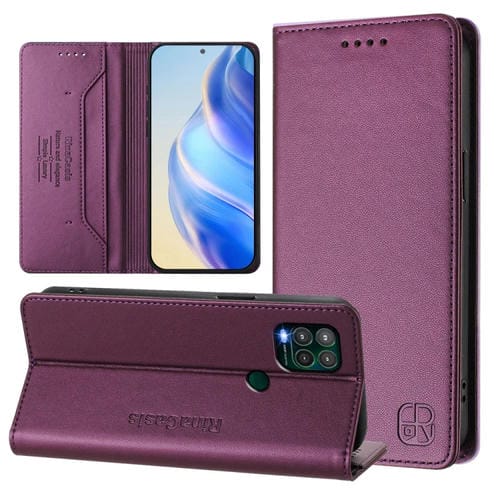 Funda de Cuero para Motorola Moto G Stylus 5G 2021 Rc01 con Doble Pliegue y Succión Magnética (Violeta)