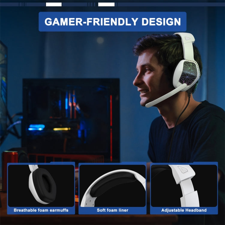 Auriculares para Juegos Kotion Each G6000 Supraurales con Micrófono y Cable de 2,1 m (Blanco y Negro)