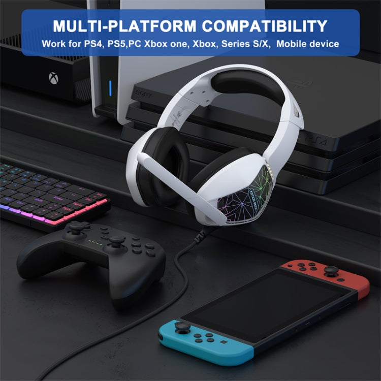Auriculares para Juegos Kotion Each G6000 Supraurales con Micrófono y Cable de 2,1 m (Blanco y Negro)