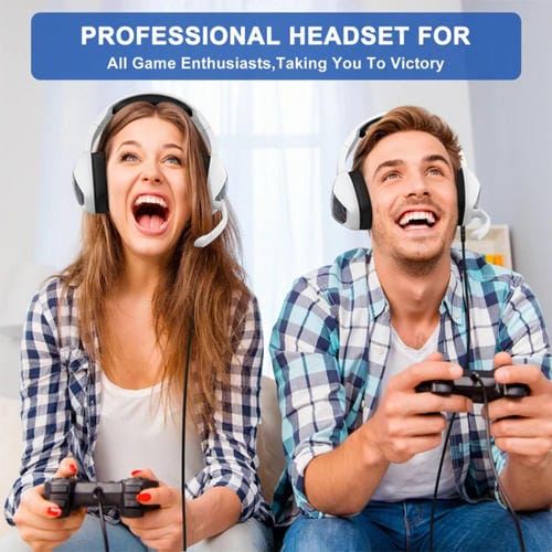 Auriculares para Juegos Kotion Each G6000 Supraurales con Micrófono y Cable de 2,1 m (Blanco y Negro)