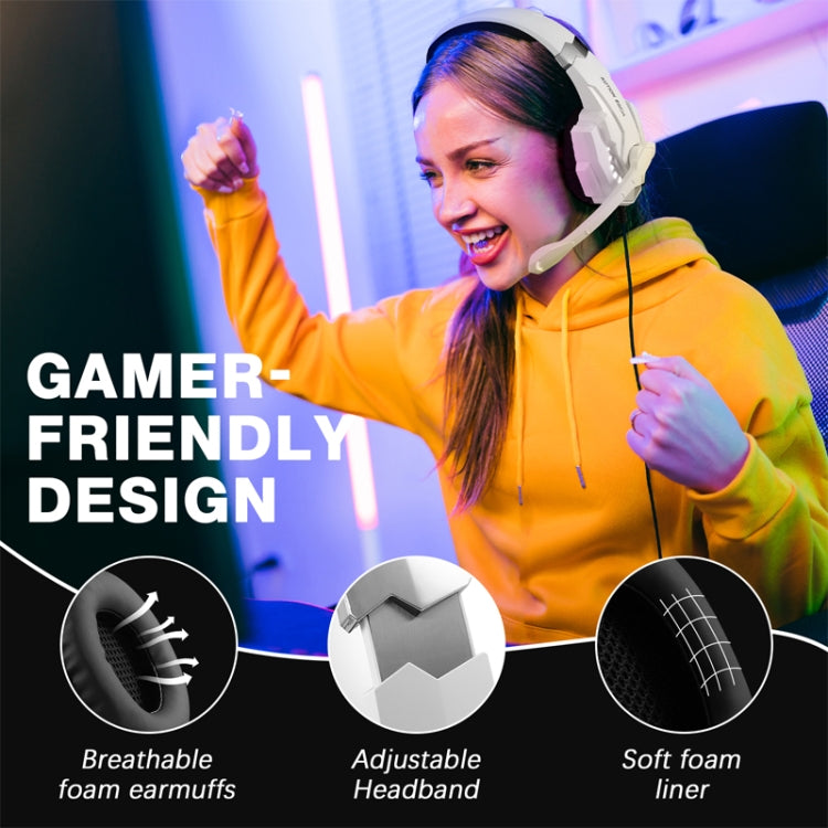 Auriculares Para Juegos Kotion Each G9000 Pro Supraurales Con Micrófono y Cable de 2,1 m (Blanco y Negro)