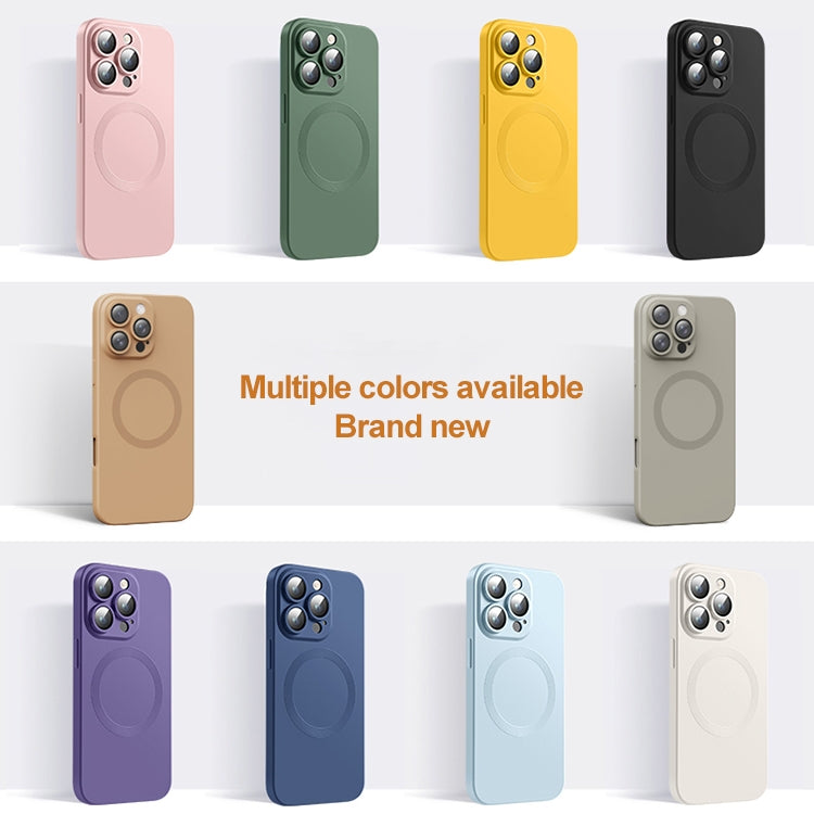 Funda de silicona líquida Magsafe para iPhone 16 Plus con textura de CD (Dorada)