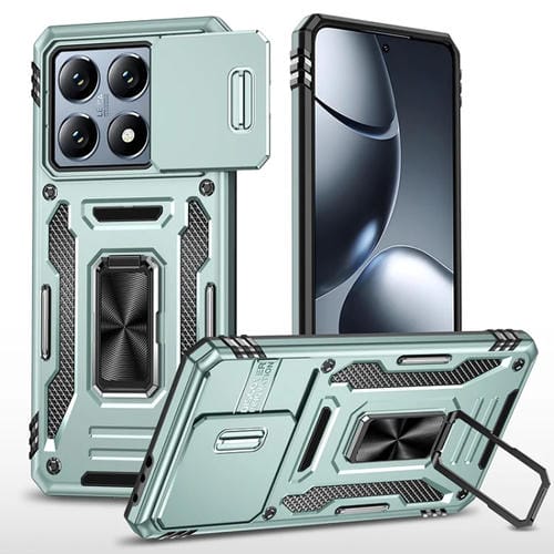 Funda Protectora Híbrida para Cámara de TPU y PC para Xiaomi 14T Pro (Verde Alpino)