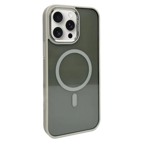 Funda para Teléfono Magsafe iPhone 15 Pro Max Marco de Lente de Metal (Gris)