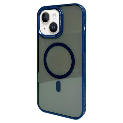 Funda para Teléfono Magsafe iPhone 14 Marco de Lente Metal (Azul Marino)